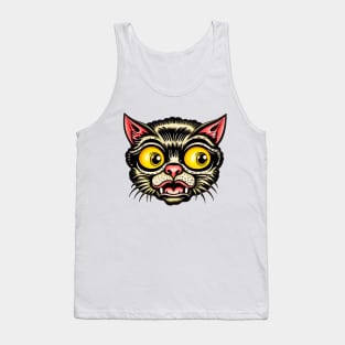 Old School Cat Face Flash Tattoo Tank Top